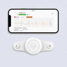 Yongrow ER2 ECG monitor shown with the mobile app screen